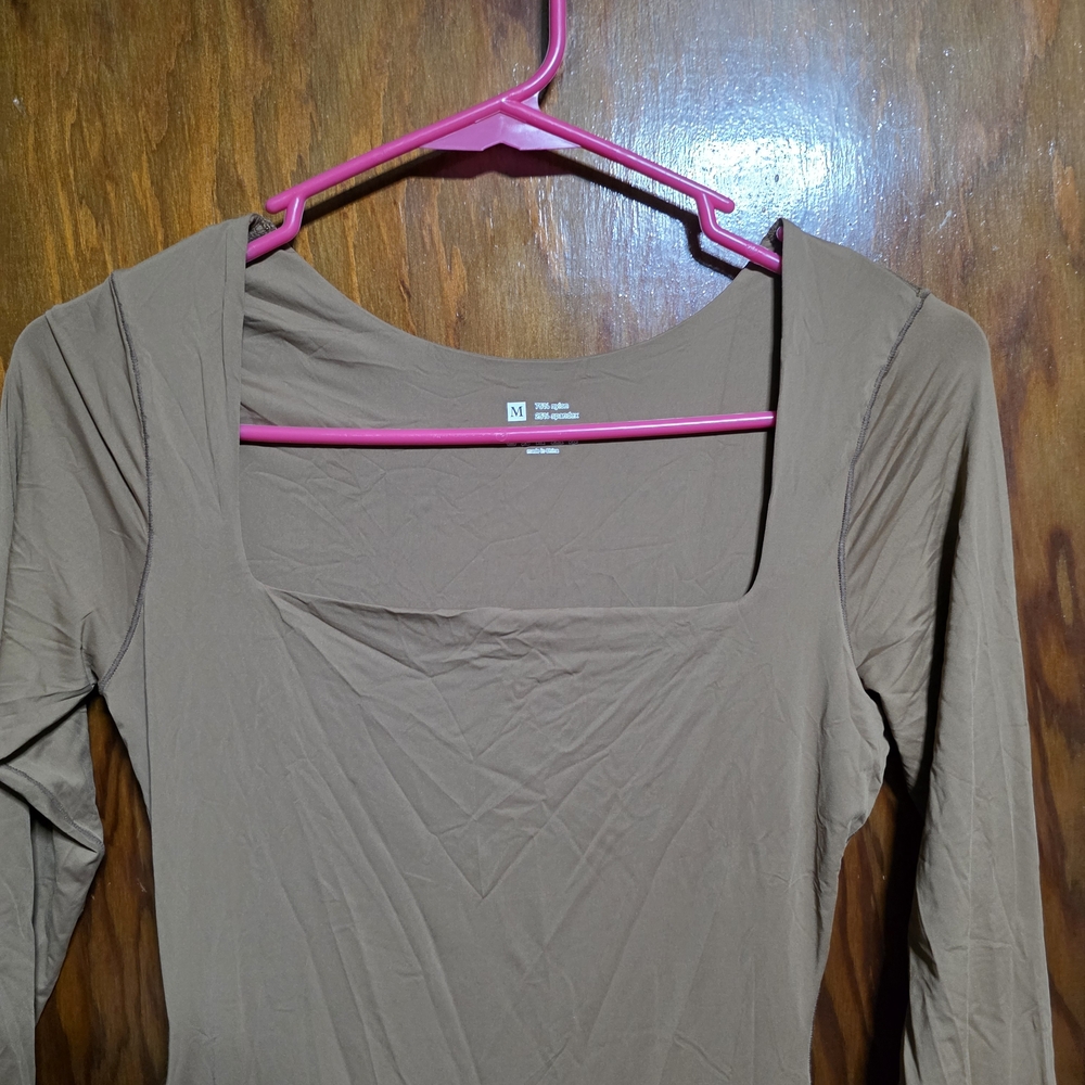Square Neck Brown Women's Full Lenght Bodysuit NWOT Size M